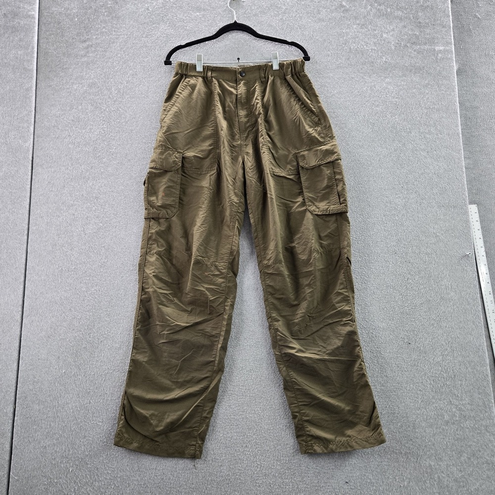 REI Men Pants M 32 Green Cargo Gorpcore Button 30" Inseam Outdoor Y2K READ